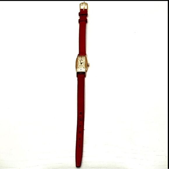 Rolex Vintage Swiss Oyster Perpetual Yellow Gold Red Leather Strap Women's Watch - Picture 11 of 17